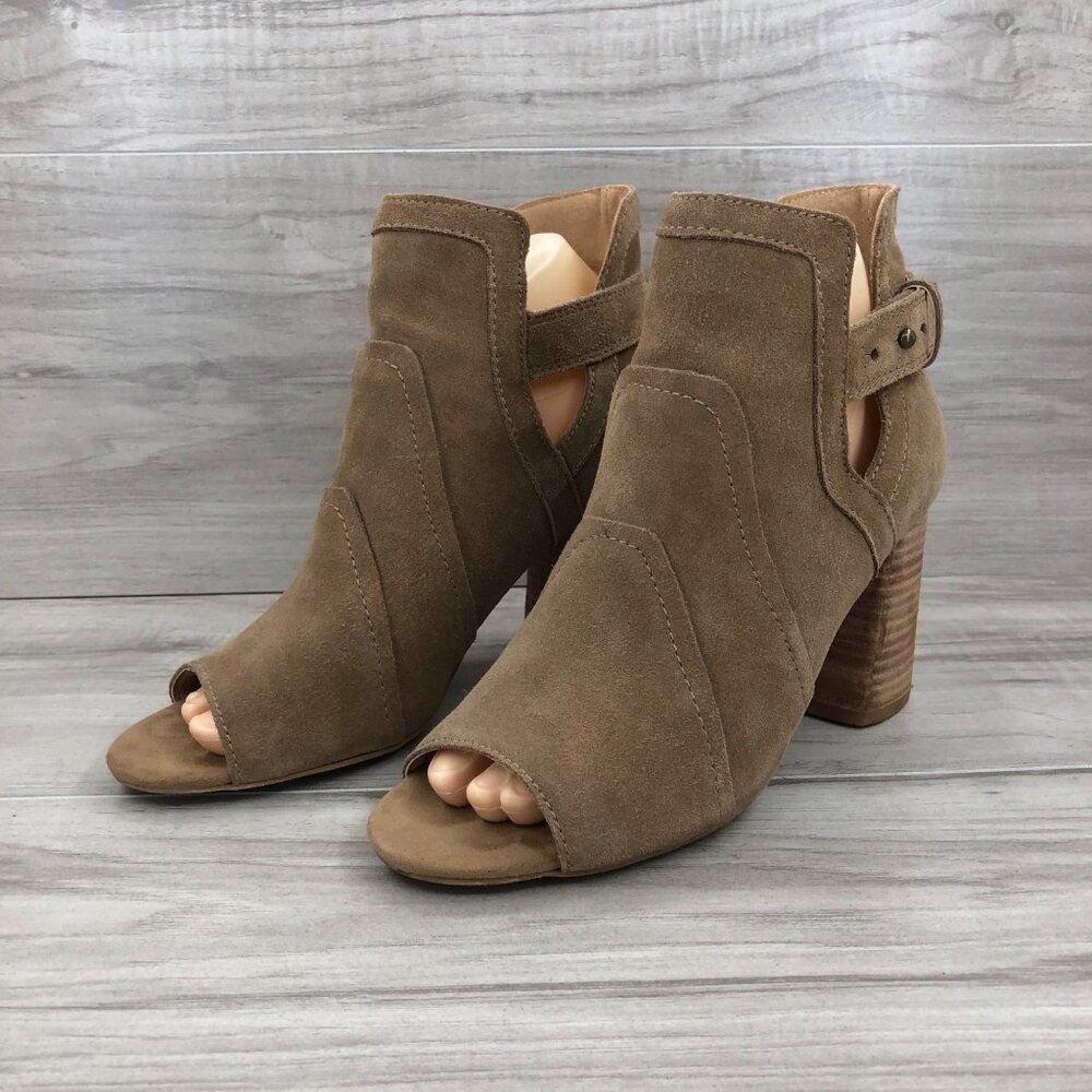 Joe's Jeans Ankle Boots Womens 7 Tan Suede Open Toe Booties